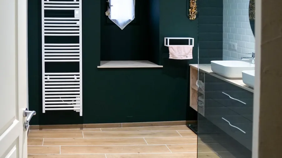 Salle de bain rénovée avec minimalisme dans une maison ancienne
